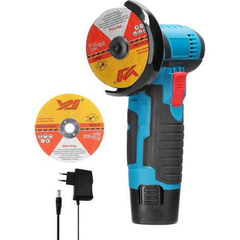 Meuleuse d'angle 12 V portable et multifonctionnelle pour carrelage et bois, idéale pour le polissage, le meulage et la découpe. Rechargeable, elle est fournie avec 2 disques de coupe. (1/5)