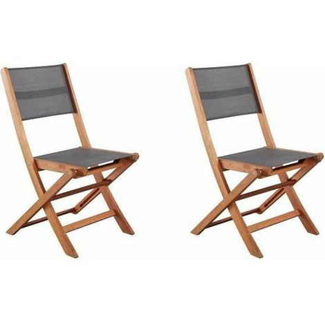 bigbuy-outdoor 2er Set faltbare Stühle aus grauem Holz