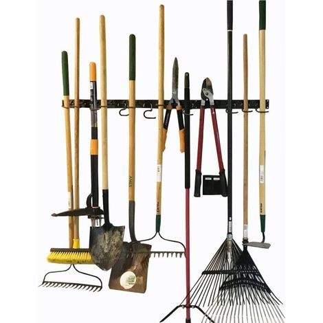 Système de rangement réglable, 120 cm, supports muraux pour outils, organiseur mural pour outils, organiseur de garage, organiseur d’outils de jardin, parfaits pour rangement de garage (1/4)