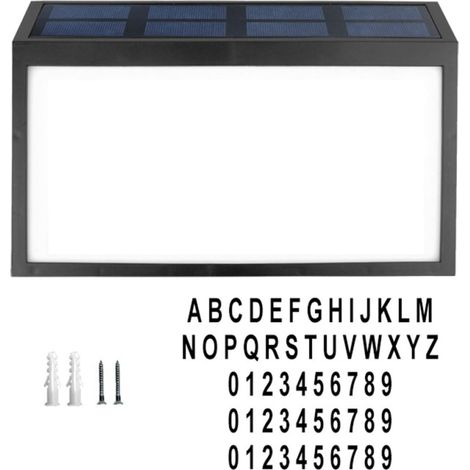 1 Ensemble Numéro de porte extérieur dehors moderne Numéros de porte nombre à l'extérieur illuminé mur numéros d'adresse pour la maison lampe de signe d'adresse solaire Noir (1/5)