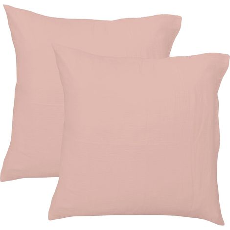 Lot de 2 taies d'oreiller Gaze DE Coton Unies 100% Coton (1/5)