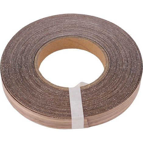 Bande de chant en placage de bois noyer noir préencollée à thermocoller avec ruban adhésif flexible pour contreplaqué, idéale pour les meubles (largeur : 1,9 cm, longueur : 15 m). (1/4)