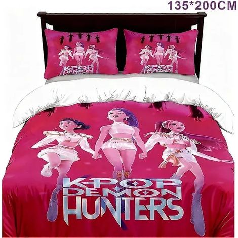 3D Pop Demon Hunters Bettwäsche-Set, atmungsaktiver Mikrofaser-Bettbezug, Kissenbezug - 135200cm [NX] (1/3)