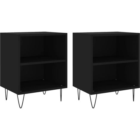 Set di 2 comodini con ripiani 40 x 30 x 50 cm in derivati del legno e ferro nero DEC035508
