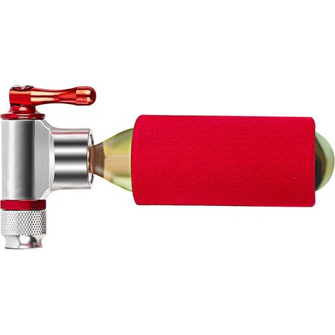 Gonfleur de pneus de vélo CO2 à gonflage rapide et portable, kit d'outils avec housse en mousse pour VTT et vélos de route, rouge (sans cartouche de gaz). (1/5)