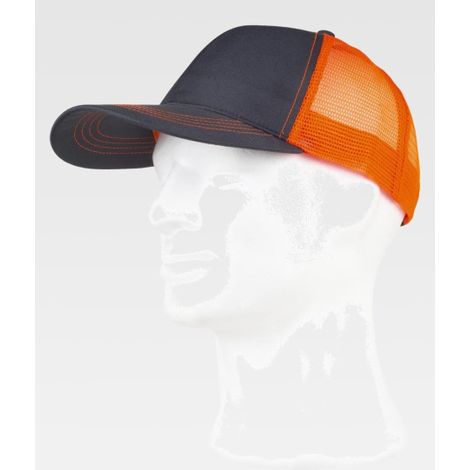 Gorra con Rejilla de Alta Visibilidad WORKTEAM WFA908  Gris+Naranja A.V. (1/2)