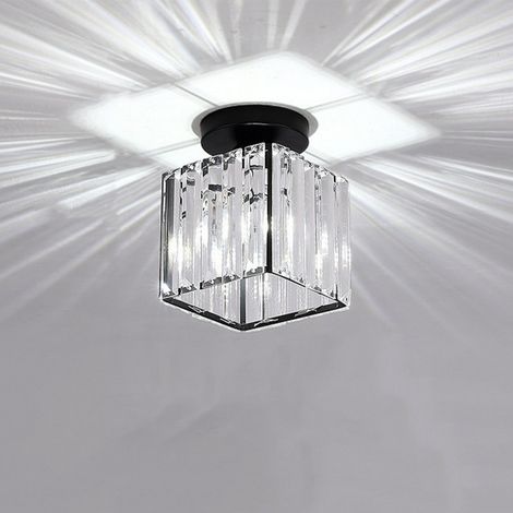 Modern Chandelier Glass Ceiling Light Crystal Ceiling Lights Retro Ceiling Lamp E27 Black (1/4)