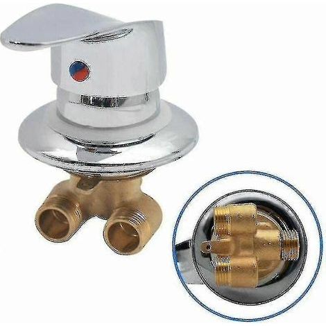 Mitigeur de douche en laiton - Inverseur chromé G1/2 pour eau chaude/froide (1/5)