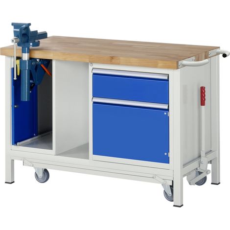 Rau Werkbank mit absenkbarem Fahrgestell Modell 8181 B 1250 x T 700 x H 880mm (1/5)