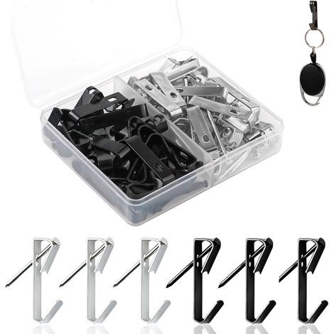 40 lots de crochets pour cadres photo sans clous de 13,6 kg (30 lb) - noir et or (1/5)