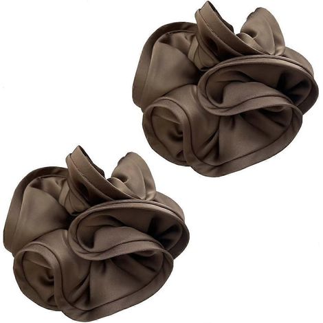 Chouchous en soie (lot de 2), grands bandeaux en soie pour queue de cheval, élastiques surdimensionnés, couleur unie, chouchou géant pour cheveux (1/3)