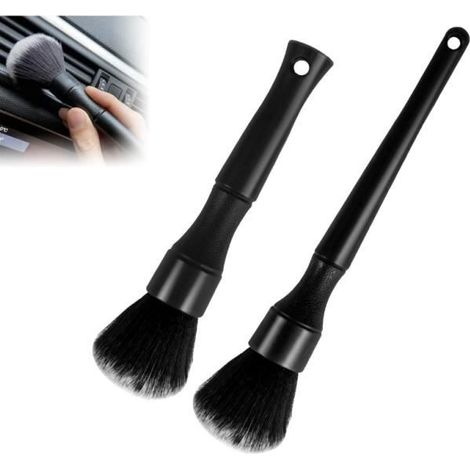 2 Pièces Brosse Nettoyage Voiture, Pinceau Nettoyage, Pinceau Detailing, Pinceaux Detailing Auto pour La Voiture Moto Roues de (1/4)