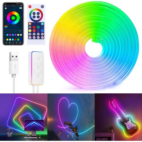 Ruban Led Rgb - Synchronisation Bluetooth Avec Musique - Étanche Ip65 - Pour Décoration Intérieure Et Extérieure - 5 M (1/5)