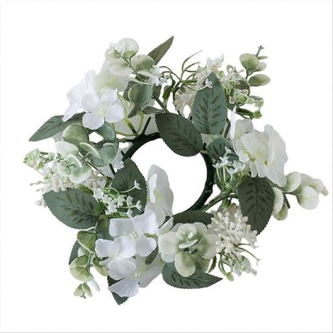 Couronne de bougies de mariage, fleurs artificielles blanches (1/5)