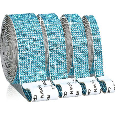 4 autocollants ruban strass bleus, strass cristal dia (1/5)