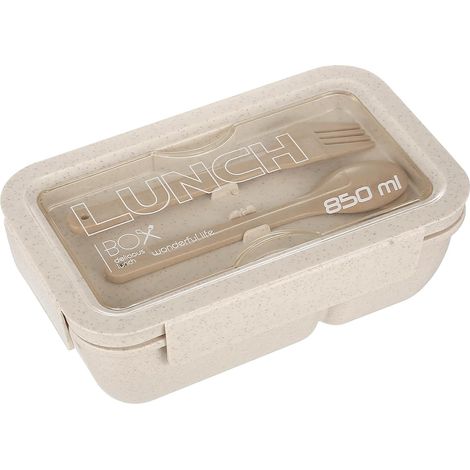 1 Boîte à Bento 850 ML, Compartiments Séparés, Couvercle Étanche, Couverts Inclus, École Travail Voyage (1/5)