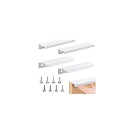 Lot de 4 Poignées Invisibles 120mm Aluminium Blanc, Poignée Dissimuler pour Meubles et Portes avec Vis Incluses