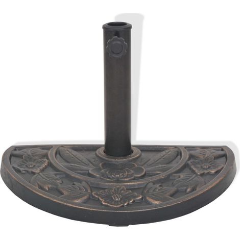 Socle pied de parasol en résine demi-cercle diamètre 38 et 48 mm bronze 9 kg