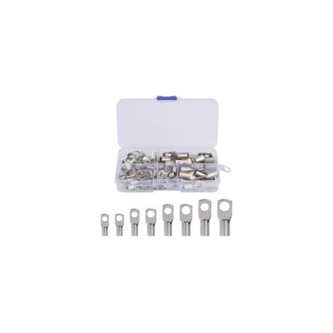 60 Pcs Cosses Électrique Trou Boulon En Cuivre Étamé Connecteurs Sc À Sertir/Souder Pour Câble De 6m㎡ 8m㎡ 10m㎡ 16m㎡ 25m㎡ - Crezuo (1/4)