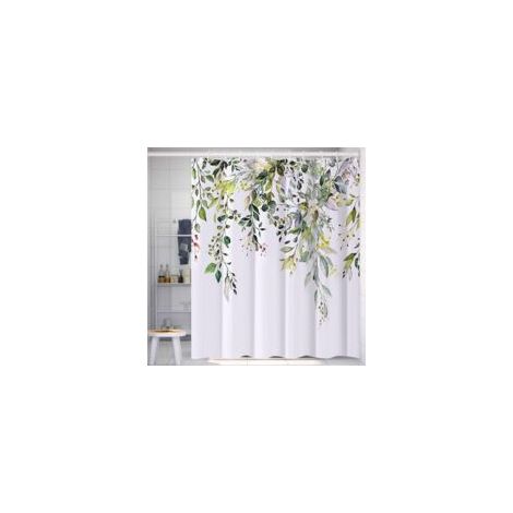 Duschvorhang mit Blumenmuster, 180 x 180 cm – Wasserdichtes Polysiloxan-Material – Maschinenwaschbar – Inklusive 12 Haken – Geeignet für Badewannen und Badezimmer