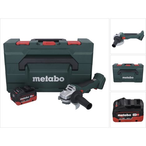 Metabo W 18 L BL 9-125 Smerigliatrice angolare a batteria 18 V 125 mm Brushless + 1x batteria 8,0 Ah + metaBOX - senza caricabatterie