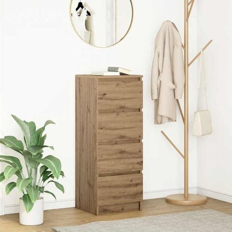 Buffet de Rangement Chêne Artisanal 37,5x35x99 cm Bois d'Ingénierie, Design Moderne, pour salon et salle à manger (1/5)