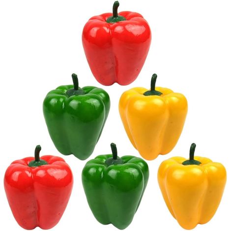 Décor de Poivrons Décoration Sûre et Solide 6 Pièces Artificiels Réalistes en Polystyrène Expansé pour Boutique de Légumes ou Éducatif (1/5)