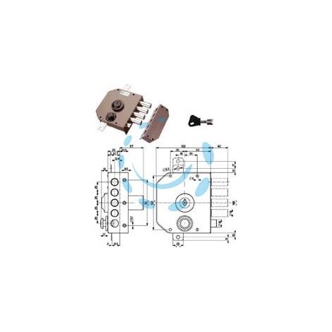 SERRATURA TRIPLICE DA APPLICARE CON SCROCCO A POMPA 30630 - mm.60 DX cilindro ø mm.34 (30630VD60X)