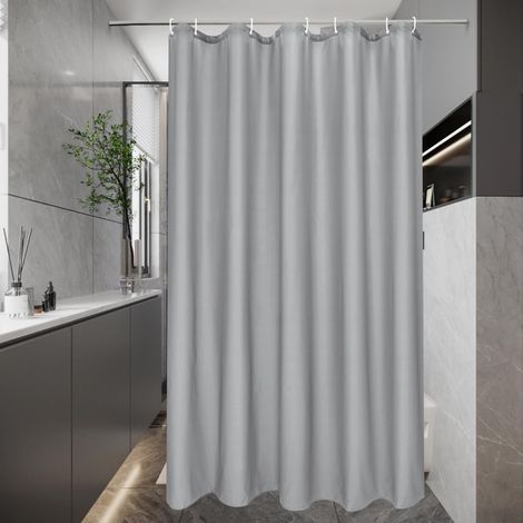 Rideau de douche 100x180 Gris Étroit Anti-moisissure Imperméable Rideaux de douche Petit Tissu Textile Lavable Séchage Rapide Shower Curtains avec 7 Anneaux (1/5)