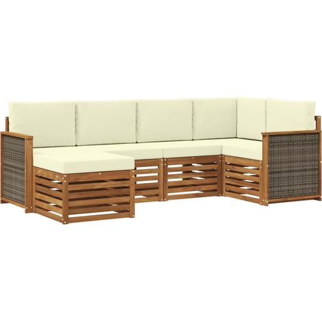 Conjunto de Sofá Seccional con cojín 5 pcs Natural y Crema vidaXL (1/5)