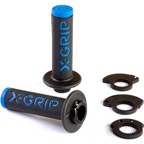 Puños Braaaap Lock-On para motocross con Rollgas Blue - X-grip