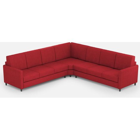 Canapé d'angle moderne italien tissu rouge Korane - 5 tailles 281x281 cm-Taille 281x281 cm (1/5)
