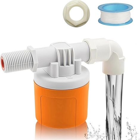 Robinet flotteur pour réservoirs d'eau, entrée latérale 1/2", vanne de régulation automatique du niveau d'eau sans électricité, vanne flottante réglable pour piscine, étang à poissons, abreuvoir (1/5)