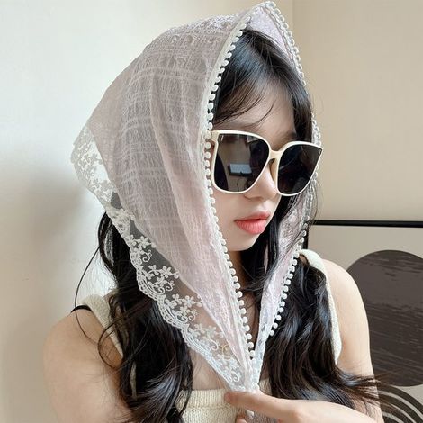 Una diadema para mujer, pañuelo de encaje, pañuelo para la cabeza, diadema, pañuelo para la cabeza bonito y elegante, accesorio de verano, rosa (1/5)
