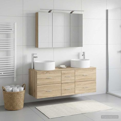vidaXL Set di mobili per il bagno 4 pz Rovere Sonoma (1/5)