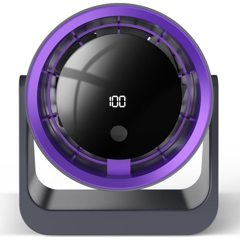 Ventilateur de Table USB Mini Réglable à 360°, Silencieux et Portable avec 100 Vitesses d’Ajustement, Écran LED, Rechargeable Puissant pour Bureau, Maison, Chambre, Camping, Extérieur, Fixation Murale (1/5)