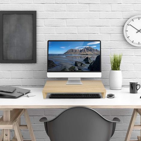 SJLERST Bureau Informatique Table Support de moniteur en bois PC LED LCD moniteur d'ordinateur Riser organiseur de bureau support d'affichage en bois (1/5)