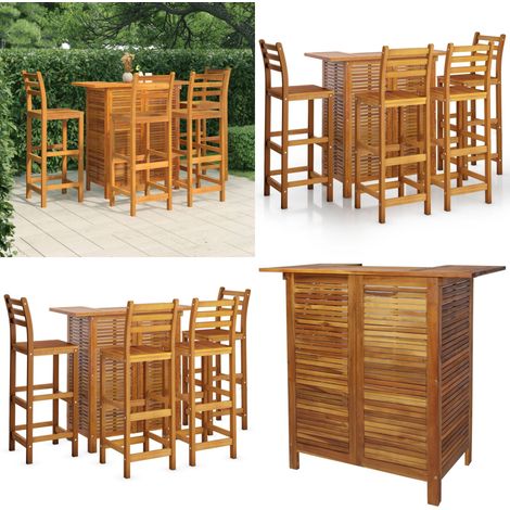 Ensemble de bar de jardin 5 pcs Bois d'acacia solide - ensemble de bar de jardin -  ensembles de bar de jardin - Home & Living