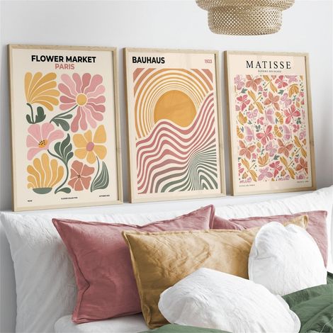 Lot de 3 posters élégants - Fleurs sur toile - Décoration murale pour salon, chambre à coucher et bureau - Sans cadre - 30 x 40 cm (1/5)