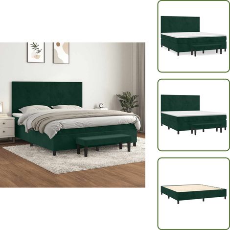 Tête de lit réglable - vidaXL Sommier à lattes de lit et matelas Vert foncé 180x200cm Velours - Banc multifonctionnel (1/5)