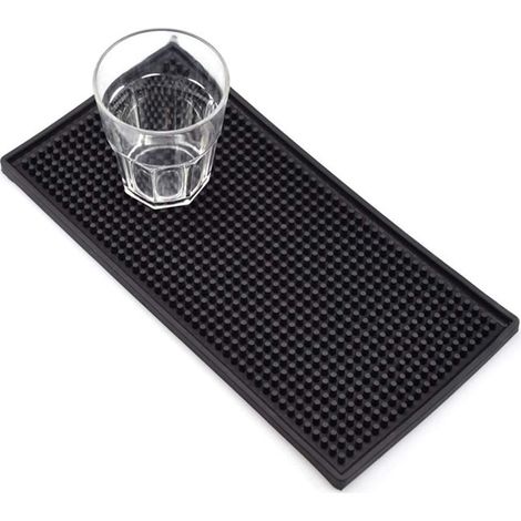 Tapis de bar en caoutchouc, 30 x 15 cm, noir, pour égouttage et protection contre les déversements, 1 pièce-AquaForge