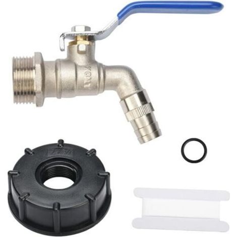 IBC-Tankadapter 3/4", Wasserhahn-Tankadapter, Messing-Wasserhahn-Anschlussadapter für Wasserspeichertank und Metallschlauchanschluss (1/5)