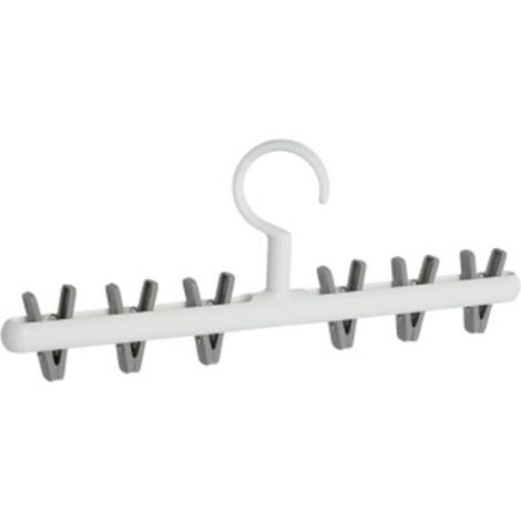 Cintre pour chaussettes avec 6 clips détachables Rotation à 360 ° Gain de place Serviette de séchage Couches Vêtements de bébé Sous-vêtements Gants Soutiens-gorge (Blanc) (1/5)