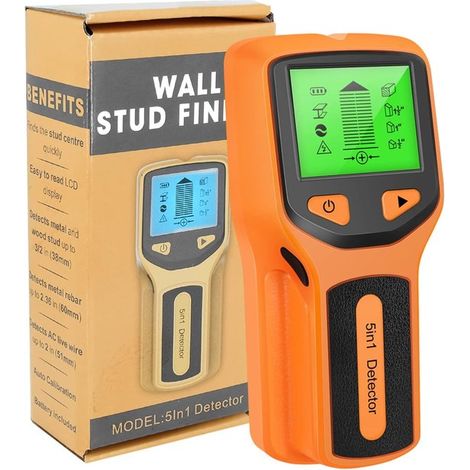 Rilevatore di montanti a muro 5 in 1, sensore intelligente avanzato, display LCD HD e allarme acustico, per legno, cavi e metallo.