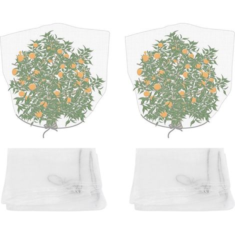 2 filets anti-insectes maille fine pour fruits plantes arbres serre jardin PP blanc 100x150 cm (1/5)