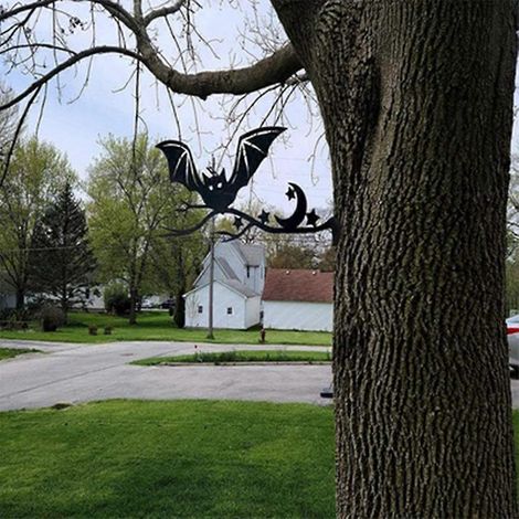 Décoration artistique féerique en métal représentant une silhouette de hibou, lune et étoile pour jardin, cour ou maison, pelouse ou arbre. (1/4)