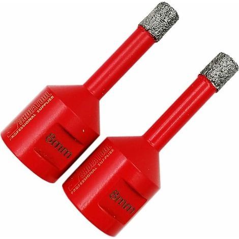 Forets diamant 2 pièces 8 mm – Trépans M14 pour perçage à sec – Longueur 60 mm – Pour carrelage, marbre et granite (1/4)