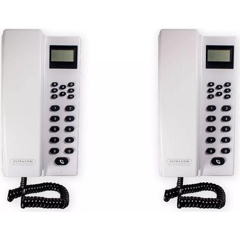 Interphone de bureau sans-fil 300 mètres - 2 Stations d'appel blanches alimentées et/ou autonomes (avec écran LCD) (1/5)