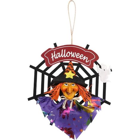 Carte de Bienvenue à Suspendre Pendentif Toile d'Araignée d'Halloween - Décoration de Fête d'Halloween Violet (1/2)