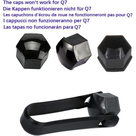 Haute qualité Boulon Ecrou Couvre 17 mm, Capuchons Protection Hexagonal Pour écrous de Roue, avec Outil Demontage (Paquet de 20, Noir) (1/4)